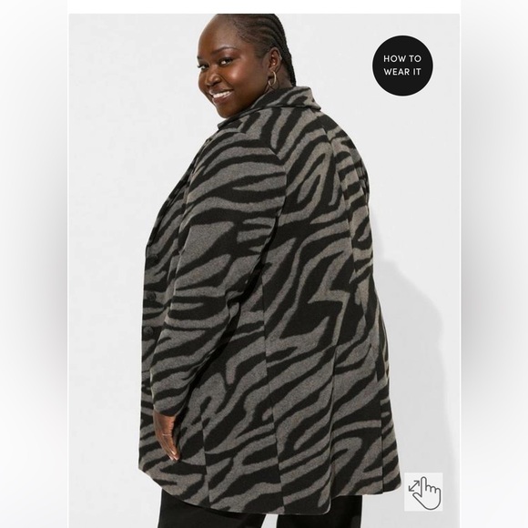 Torrid wool jacquard blazer style coat. 1X - Picture 4 of 13